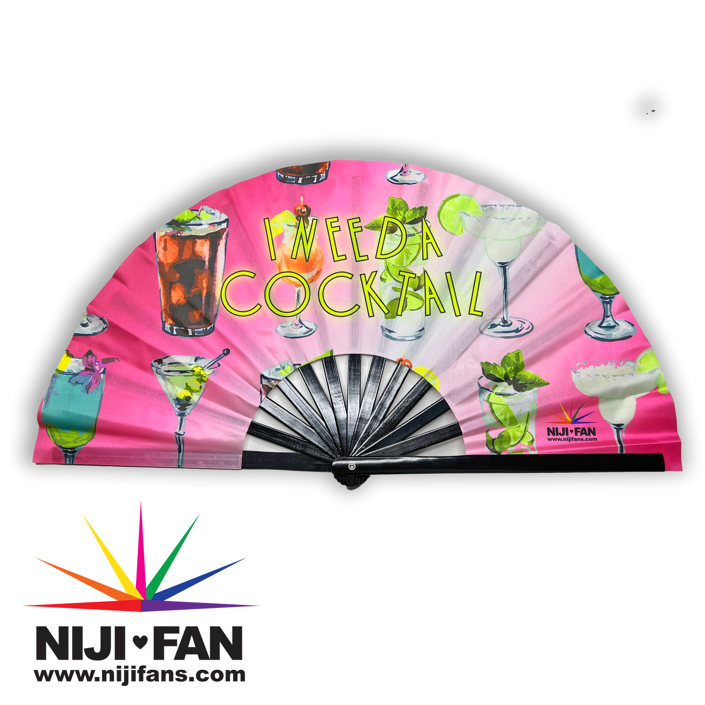 I Need A Cocktail Clack Fan *Black Light Reactive*