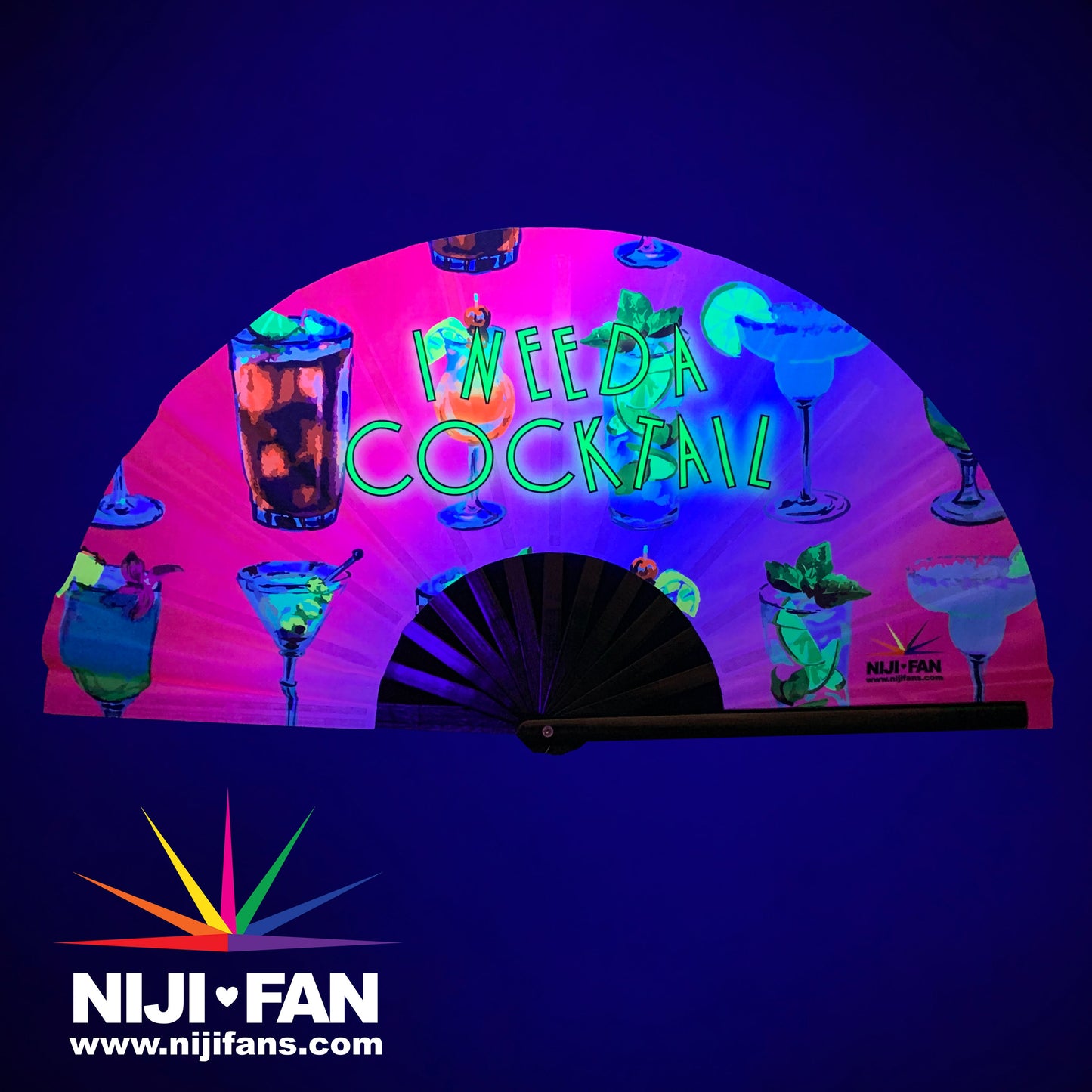 I Need A Cocktail Clack Fan *Black Light Reactive*