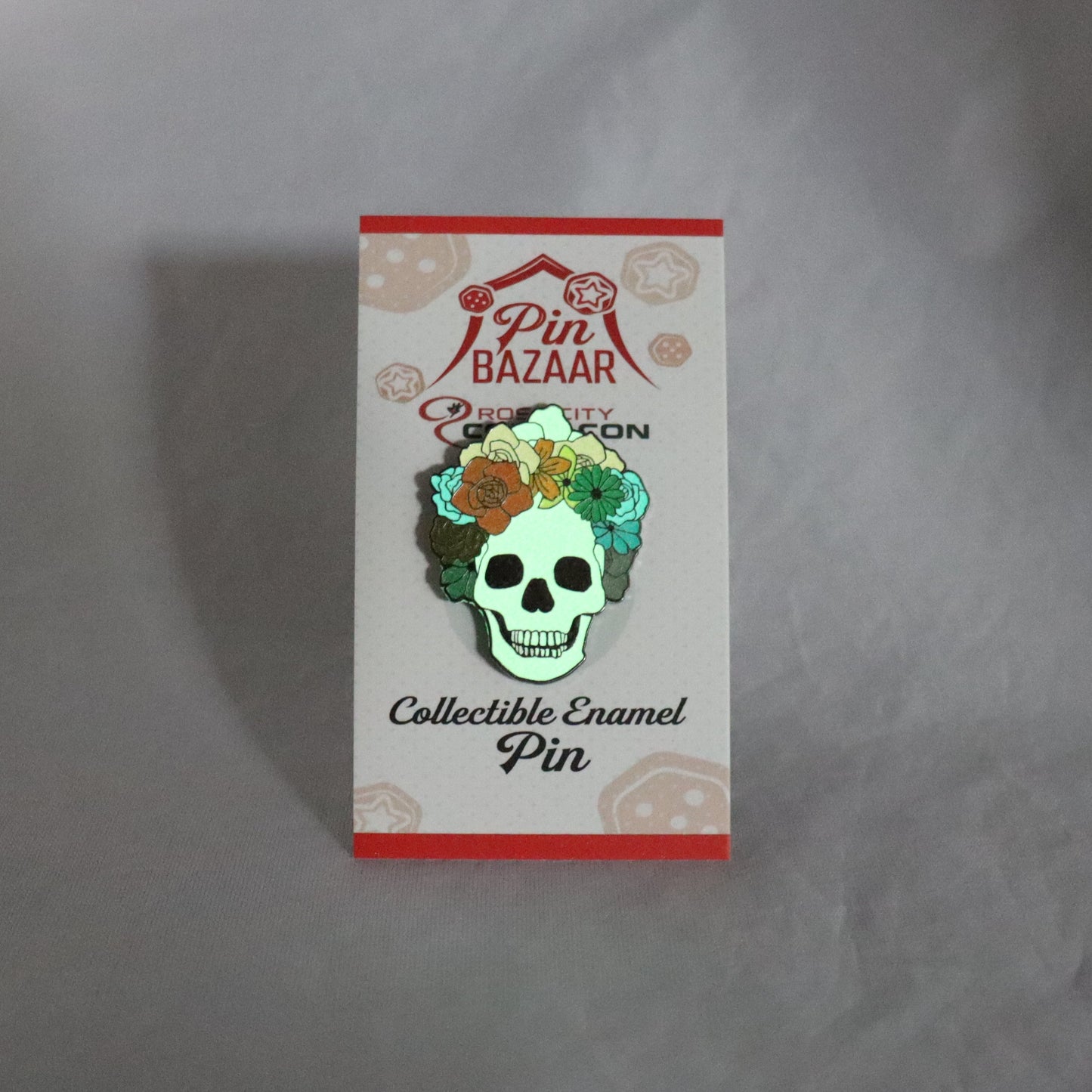 Proud to the Bone Glow-in-the-Dark Human Skull Progress Pride Enamel Pin