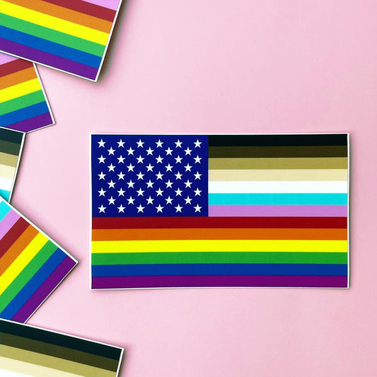 "FOR ALL" U.S. Flag Sticker