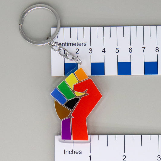 Raised Fist Acrylic More Color More Pride Keychain